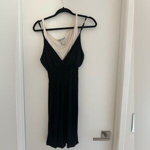 Theory Black and Cream Backless Dress